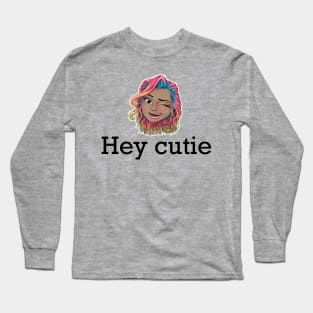 hey cutie Reva Prisma winking face (black text) Long Sleeve T-Shirt